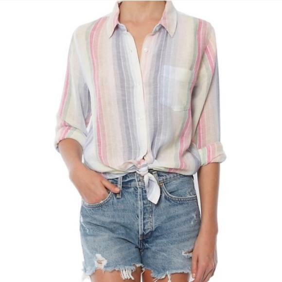 Rails Charli Rainbow Stripe Button Down Shirt - Picture 9 of 9